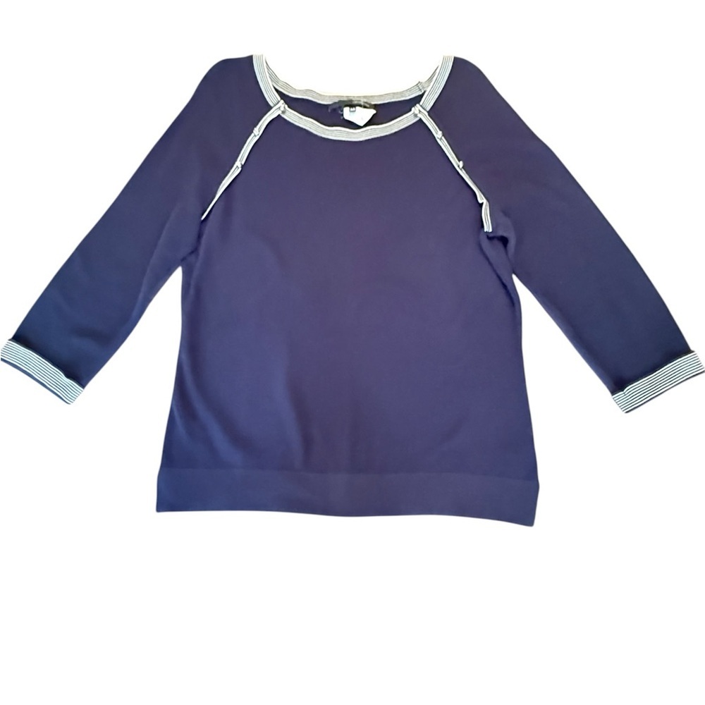 Les Copains 3/4 Sleeve Navy Boatneck Sweater Size 44/XL MSRP $550 from Saks - Picture 1 of 13